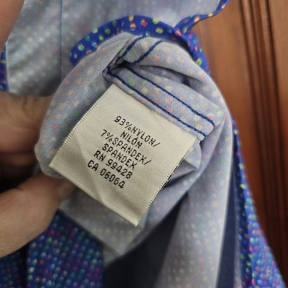 Bugatchi Blue Dotted Multi Color Shirt - Picture 10 of 13